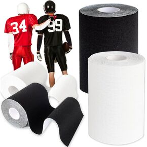 2 Rolls Football Turf Tape,10.9 Yards Extra Wide Athletic Arm Tape,Ultra Sticky Sports Tapes Protect Elbows from Turf Burn(Black,White)