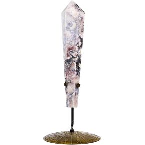 Rose Quartz Wand Point Long Healing Crystal Scepter Decorative Stone Reiki Meditation with Display Stand Home Office Decor 0.6-0.8LBS