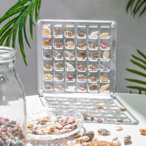 صدف صندوق عرض الاكريليك المغناطيسي شل عرض تخزين واضح حاوية حالة الزخرفية للمجوهرات حبة مسمار 36 شبكة