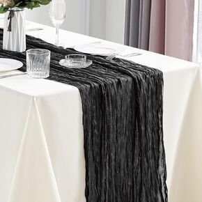 2 Pack Cheesecloth Table Runner 35 x 118 Inches Gauze Table Runner 10Ft Boho Rustic Decorations for Wedding Decor Reception Bridal Shower Holiday Party, Beige