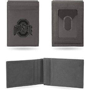 Rico Industries NCAA Ohio State Buckeyes Gray Laser Engraved Front Pocket Wallet Laser Engraved Front Pocket Wallet - Compact/Comfortable/Slim