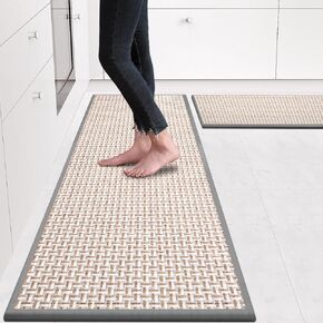 Kitchen Rugs and Mats Non Skid Washable Set of 2 PCS, Absorbent Runner Rugs for Kitchen, Front of Sink, Kitchen Mats for Floor, 17.3"x 47"+17.3"x 29" (Black)