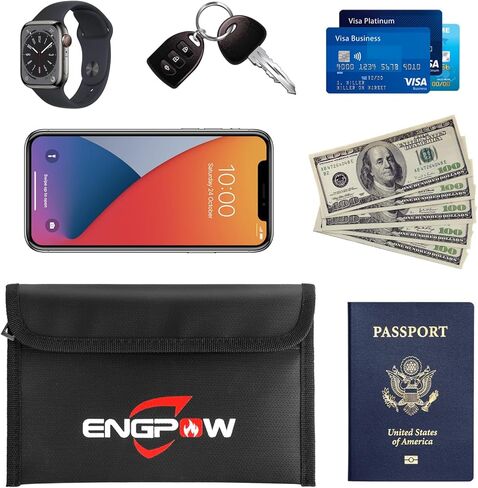 أكياس تنظيم الملفات من ENGPOW مع قفل، حقيبة مستندات مقاومة للحريق (17.2 بوصة × 12 بوصة × 6 بوصة) مع حقيبتين صغيرتين مقاومتين للحريق (8 بوصة × 5.1 بوصة)، منظم المستندات المحمول للسفر المنزلي آمن للمستندات القانونية/A4 المهمة in Kuwait
