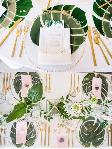 60 Pcs 6 Kinds Artificial Palm Leaves Tropical Plant Safari Leaves Faux Monstera Leaves Stems for Hawaiian Luau Party Decorations, Tiki Aloha Jungle Beach Theme Party Table Leave Decorations in Saudi Arabia