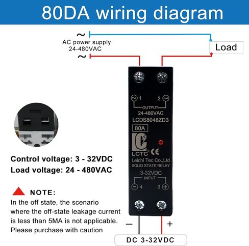 SSR 80 DA Solid State Relay DC to AC (Input 3-32V DC Output 24-480V AC) with Radiator, 80Amp Din Mount in Saudi Arabia