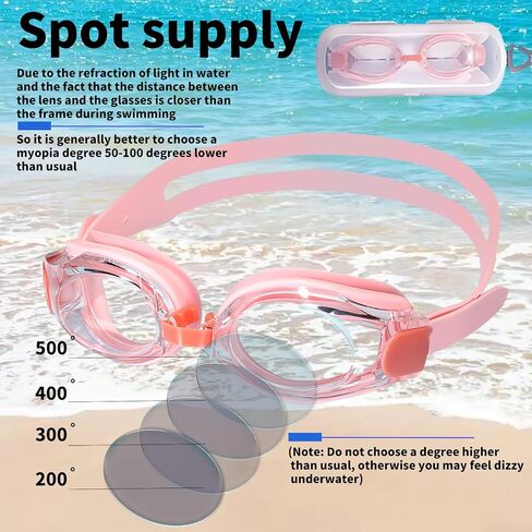 nearsighted Swim Goggles-2.0-3.0-4.0 Adjustable Headband Sealed Anti Fog UV Protection Adult Goggles in Saudi Arabia