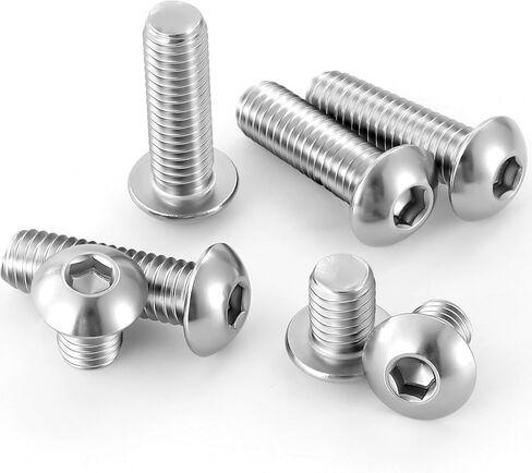 براغي بغطاء مقبس رأس 1/4-20 × 1 بوصة، 18-8 من الفولاذ المقاوم للصدأ 304، محرك ألين سداسي، لمسة نهائية لامعة، خيط كامل، 50 قطعة in Kuwait