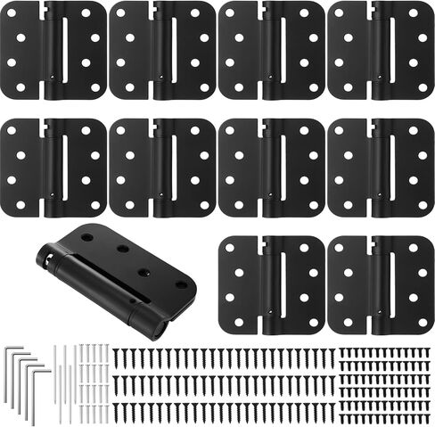 10 قطع باب ذاتي الإغلاق بمفصلات 3.5 بوصة مفصلات زنبركية مفصل باب أوتوماتيكي أقرب للشد قابل للتعديل للباب الأمامي للمرآب والباب الخلفي للباب الأيسر والأيمن، زوايا نصف قطرها 5/8 بوصة (فضي) in Kuwait