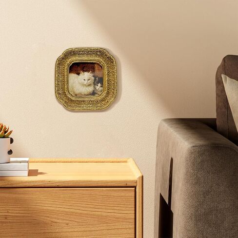 CISOO 3x3 Vintage Small Picture Frame, Antique Ornate Gold Square Photo Frame for Table Top and Wall Display, Decorative Floral Design Retro Home Decor, Photo Gallery Art in Saudi Arabia