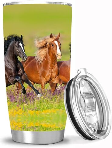 كوب بهلوان للجري بوزن 20 أونصة مع غطاء، كوب بهلوان معزول بالفراغ للرجال والنساء، هدايا عيد ميلاد للمهرجانات لمحبي الخيول in Kuwait