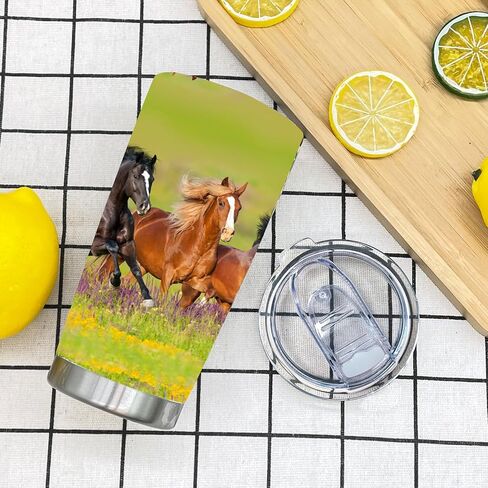 كوب بهلوان للجري بوزن 20 أونصة مع غطاء، كوب بهلوان معزول بالفراغ للرجال والنساء، هدايا عيد ميلاد للمهرجانات لمحبي الخيول in Kuwait