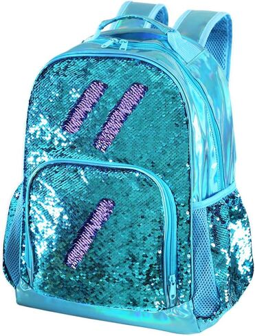 Hologram Sequin Backpack Sequin School Backpack for Girls Kids Elementary Bookbag Flip Sequence Holographic Book Bags in Saudi Arabia