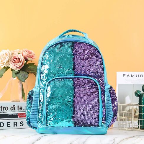 Hologram Sequin Backpack Sequin School Backpack for Girls Kids Elementary Bookbag Flip Sequence Holographic Book Bags in Saudi Arabia