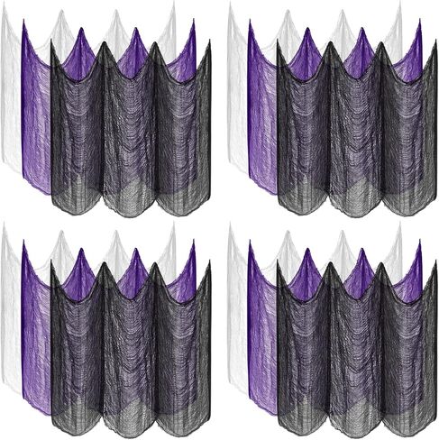 ZeeDix 12 Pack Halloween Creepy Cloth 30 x 75 Inch Halloween Decoration Spooky Scary Gauze Cloth Creepy Cheesecloth for Halloween Party Supplies Outdoor Yard Home Wall Doorways(3colors) in Kuwait