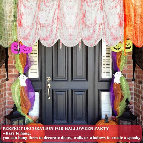 ZeeDix 12 Pack Halloween Creepy Cloth 30 x 75 Inch Halloween Decoration Spooky Scary Gauze Cloth Creepy Cheesecloth for Halloween Party Supplies Outdoor Yard Home Wall Doorways(3colors) in Saudi Arabia