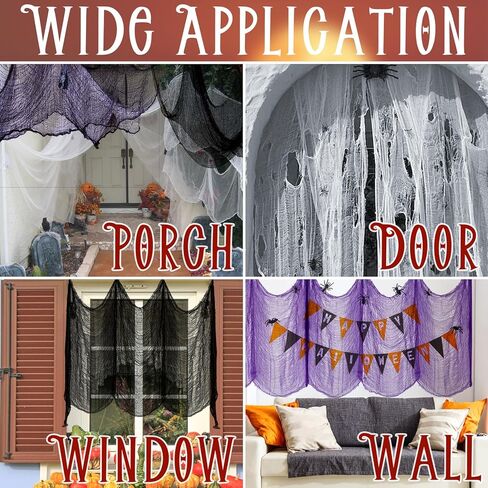 ZeeDix 12 Pack Halloween Creepy Cloth 30 x 75 Inch Halloween Decoration Spooky Scary Gauze Cloth Creepy Cheesecloth for Halloween Party Supplies Outdoor Yard Home Wall Doorways(3colors) in Kuwait