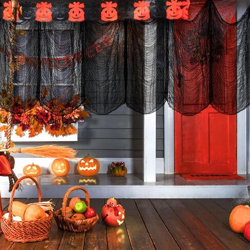 ZeeDix 12 Pack Halloween Creepy Cloth 30 x 75 Inch Halloween Decoration Spooky Scary Gauze Cloth Creepy Cheesecloth for Halloween Party Supplies Outdoor Yard Home Wall Doorways(3colors) in Kuwait