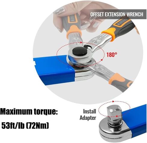 مفتاح ربط الأوفست، مجموعة مفاتيح تمديد ضيقة مقاس 15.4 بوصة مع محولات محرك مربعة مقاس 1/4 بوصة و3/8 بوصة و1/2 بوصة، وامتداد سقاطة عالمي للمساحة الضيقة in Kuwait
