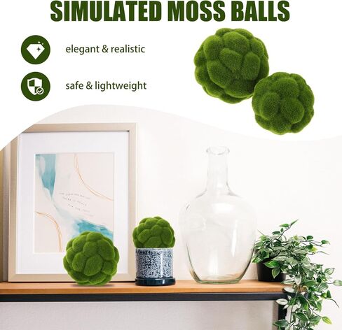 STOBAZA 2pcs Moss Balls for Decoration Faux Green Moss Balls Artificial Moss Rocks Simulated Green Moss Balls Decorative Faux Green Moss Covered Topiary Ball for Garden Wedding Party Decoration in Saudi Arabia