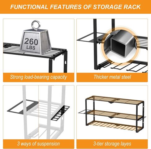 Power Tool Organizer, Garage Tool Organization with 7 Drill Holders, Large Size & Easy Assembly Heavy Duty Metal 3 Layers Tool Shelf for Garage Organization in Saudi Arabia
