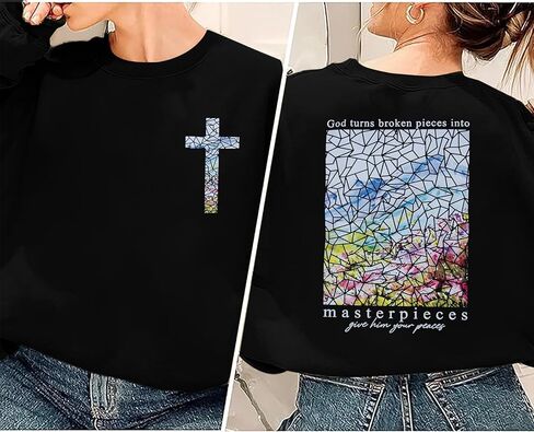 FASHGL Christian Sweatshirt Women Bible Verse Sweatshirts Religious Sayings Pullover Tops Oversized Floral Graphic Shirt in Kuwait