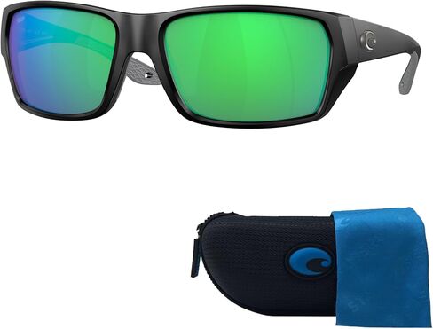 Costa Del Mar Tailfin 6S9113 911307 60MM Matte Black/Green Mirror Polarized Rectangle Sunglasses for Men + BUNDLE with Designer iWear Complimentary Eyewear Kit in Saudi Arabia
