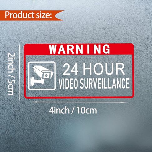 Video Surveillance Sign 2" x 4"Security Sign 24 Hour Camera Warning Security Self Adhesive Decal for Window Door Car (4Pcs) in Saudi Arabia