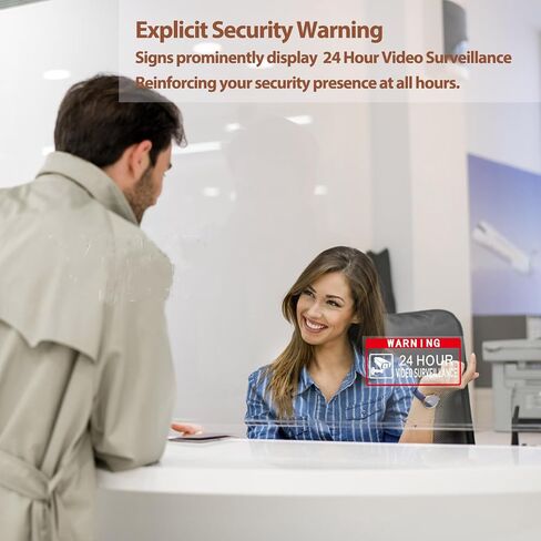 Video Surveillance Sign 2" x 4"Security Sign 24 Hour Camera Warning Security Self Adhesive Decal for Window Door Car (4Pcs) in Saudi Arabia