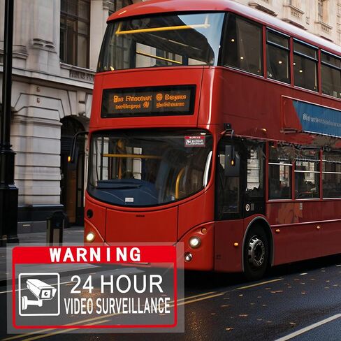 Video Surveillance Sign 2" x 4"Security Sign 24 Hour Camera Warning Security Self Adhesive Decal for Window Door Car (4Pcs) in Saudi Arabia
