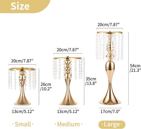 2 Pcs 21.3 inches Tall Crystal Flower Stand Wedding Road Lead Tall Flower Holders Centerpiece Crystal Flower Chandelier Metal Flower Vase for Reception Tables Wedding Supplies in Saudi Arabia
