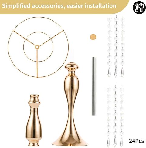 2 Pcs 21.3 inches Tall Crystal Flower Stand Wedding Road Lead Tall Flower Holders Centerpiece Crystal Flower Chandelier Metal Flower Vase for Reception Tables Wedding Supplies in Saudi Arabia