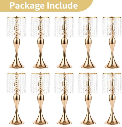2 Pcs 21.3 inches Tall Crystal Flower Stand Wedding Road Lead Tall Flower Holders Centerpiece Crystal Flower Chandelier Metal Flower Vase for Reception Tables Wedding Supplies in Saudi Arabia