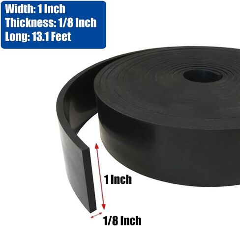 شرائط مطاطية من النيوبرين - سمك 1/8 (3 مم) بوصة × عرض 1 بوصة × لفات مطاطية صلبة بطول 13 قدمًا، مثالية لدعم الأعمال اليدوية، والتسوية، والحشية، والختم (عرض 1 بوصة × طول 13 قدم، وسمك 1/8 بوصة (.125 بوصة) ) in Kuwait