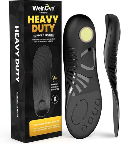 Plantar Fasciitis High Arch Support Insoles - Welnove Heavy Duty Insoles Orthotic Inserts for Flat Feet Walking and Standing All Day Work Boot Insoles for Women 12-13.5 and Men 10-11.5 in Saudi Arabia