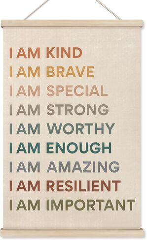 HRQKO Boho Inspirational I am Kind Poster Hanger Frame, Kids Room Decor, Boho Nursery Wall Art with Wooden Frames, Positive Affirmations Wall Hanging Decor for Kids Room Classroom Nursery, 12x16 Inch in Kuwait