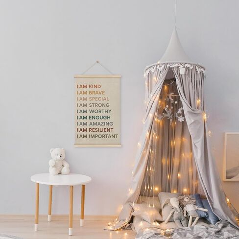 HRQKO Boho Inspirational I am Kind Poster Hanger Frame, Kids Room Decor, Boho Nursery Wall Art with Wooden Frames, Positive Affirmations Wall Hanging Decor for Kids Room Classroom Nursery, 12x16 Inch in Kuwait