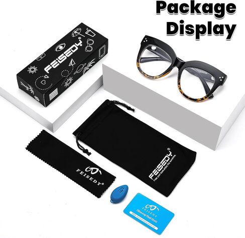 FEISEDY Blue Light Blocking Glasses Oversized Vintage Chunky Cateye Eyeglasses for Women Plastic Frame Hipster Party B0026 in Saudi Arabia