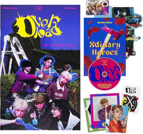 Xdinary-heroes - 2nd Mini Album [Overload] (D Ver.) Photobook + CD + Message Lyric Book + Photocard + Polaroid Photocard + Sticker + Group Photocard + Clear Stand + Poster + 2 Badges + 4 Photocards in Kuwait
