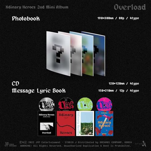 Xdinary-heroes - 2nd Mini Album [Overload] (D Ver.) Photobook + CD + Message Lyric Book + Photocard + Polaroid Photocard + Sticker + Group Photocard + Clear Stand + Poster + 2 Badges + 4 Photocards in Kuwait