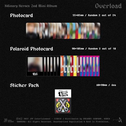 Xdinary-heroes - 2nd Mini Album [Overload] (D Ver.) Photobook + CD + Message Lyric Book + Photocard + Polaroid Photocard + Sticker + Group Photocard + Clear Stand + Poster + 2 Badges + 4 Photocards in Kuwait