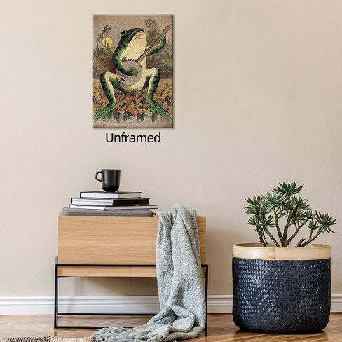 NVYGSDU Vintage Frog Wall art, Retro Frog Playing Banjo Canvas Print Poster, Frog Funny Gift for Musician, Room Dorm 12x16inch Unframed in Saudi Arabia