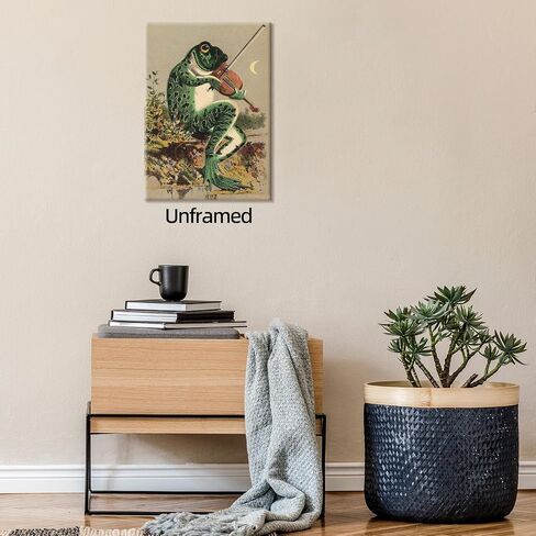 NVYGSDU Vintage Frog Wall art, Retro Frog Playing Banjo Canvas Print Poster, Frog Funny Gift for Musician, Room Dorm 12x16inch Unframed in Saudi Arabia