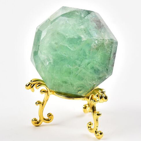 AMOYSTONE Green Fluorite Diamond Shaped Caved Gemstone Healing Crystal Quartz Figurines with Display Stand Home Office Desk Decorative Gifts for Women Men 0.6-0.8 LBS in Saudi Arabia