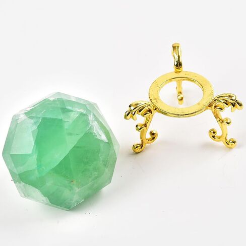 AMOYSTONE Green Fluorite Diamond Shaped Caved Gemstone Healing Crystal Quartz Figurines with Display Stand Home Office Desk Decorative Gifts for Women Men 0.6-0.8 LBS in Saudi Arabia