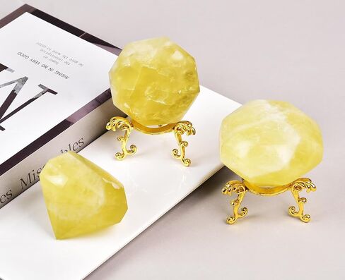 AMOYSTONE Green Fluorite Diamond Shaped Caved Gemstone Healing Crystal Quartz Figurines with Display Stand Home Office Desk Decorative Gifts for Women Men 0.6-0.8 LBS in Saudi Arabia