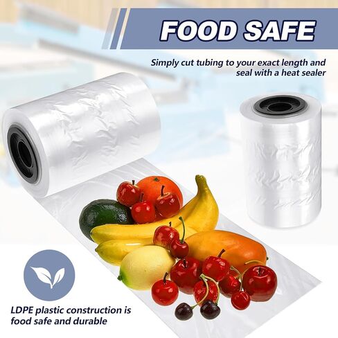 Poly Tubing Roll 2 Mil Thickness Clear LDPE Poly Tube Bags Flat Poly Tubing Candy Lei Tubing Roll 8'' Wide x 500ft Long for Packaging Storage Moving Supplies in Saudi Arabia
