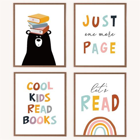 VNWEK Classroom Decor,Boho Classroom Decor,Reading Posters Corner Decor For Classroom Boho,Library Decor,Let'S Read Cool Kids Read Books Wall Art Poster Prints,Read Signs Unframed 8"X10"Set Of 4 in Saudi Arabia