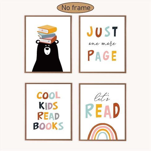 VNWEK Classroom Decor,Boho Classroom Decor,Reading Posters Corner Decor For Classroom Boho,Library Decor,Let'S Read Cool Kids Read Books Wall Art Poster Prints,Read Signs Unframed 8"X10"Set Of 4 in Saudi Arabia