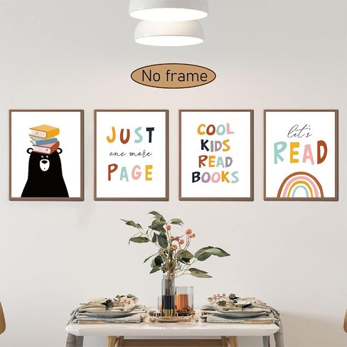 VNWEK Classroom Decor,Boho Classroom Decor,Reading Posters Corner Decor For Classroom Boho,Library Decor,Let'S Read Cool Kids Read Books Wall Art Poster Prints,Read Signs Unframed 8"X10"Set Of 4 in Saudi Arabia