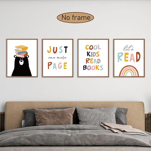 VNWEK Classroom Decor,Boho Classroom Decor,Reading Posters Corner Decor For Classroom Boho,Library Decor,Let'S Read Cool Kids Read Books Wall Art Poster Prints,Read Signs Unframed 8"X10"Set Of 4 in Saudi Arabia